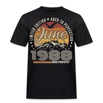 Juin 1988 Cadeau 37e Anniversaire juin 1988 Retro - T-shirt Workwear homme - noir - Devant - AI Model Male 178 light (178cm)