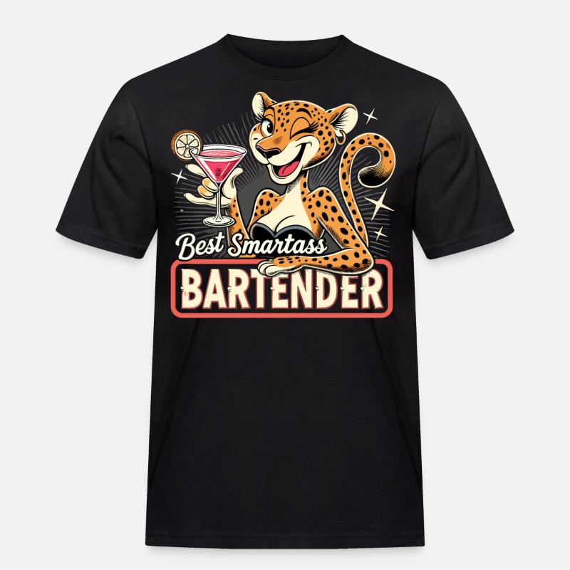 Barkeeperin Barfrau Leopardin Leopard Geschenk - Männer Workwear T-Shirt - Schwarz