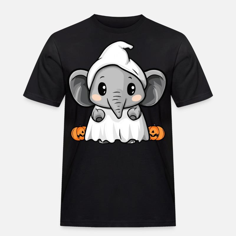 Elefant Halloween Comic Geist - Männer Workwear T-Shirt - Schwarz