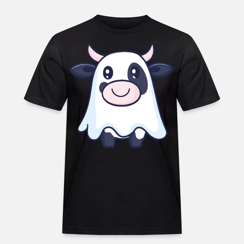 Kuh Halloween Comic Geist - Männer Workwear T-Shirt - Schwarz