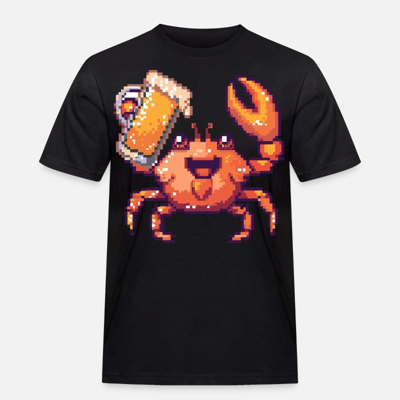 Krebs Krabbe Pixel Bier - Männer Workwear T-Shirt - Schwarz