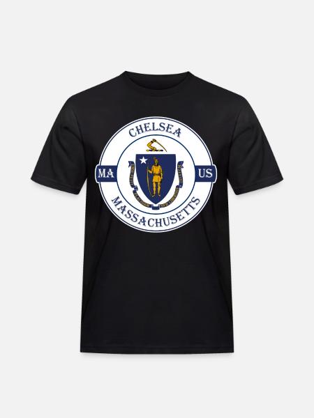 Chelsea Massachusetts Flag USA Souvenir Badge - Men's Workwear T-Shirt - black
