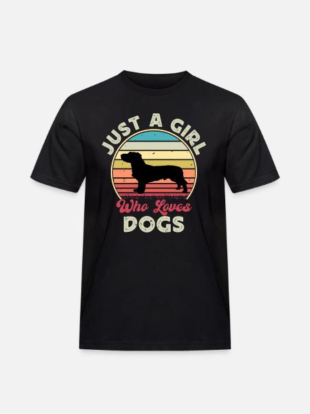 Basset Fauve De Bretagne Dog Silhouette Retro Sun - Mannen Workwear T-shirt - zwart
