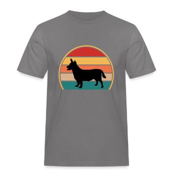 Lancashire Heeler Dog Love Silhouette Retro Sunset - Men's Workwear T-Shirt - grey - Front - AI Model Male 185 dark (185cm)