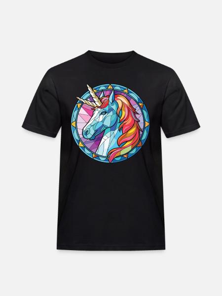 Einhorn-Bunte Aquarell-Tierillustration - Männer Workwear T-Shirt - Schwarz