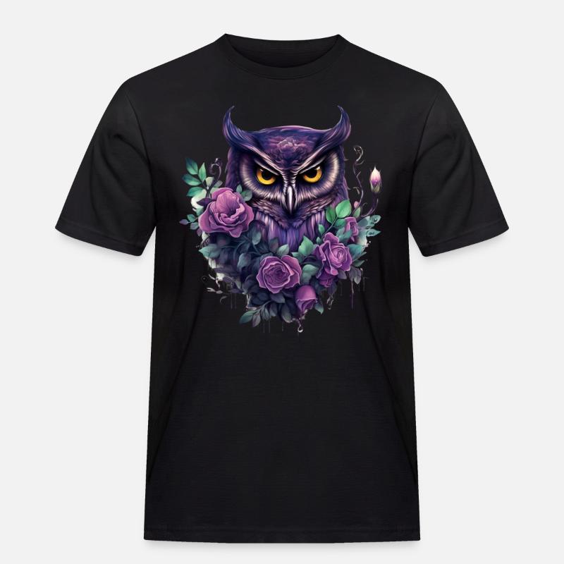 Eule - Männer Workwear T-Shirt - Schwarz