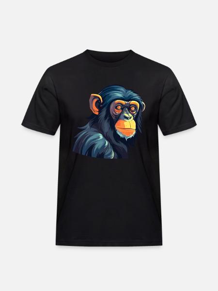 Bonobo Colorful Watercolor Cartoon Kawaii Animal - Men's Workwear T-Shirt - black