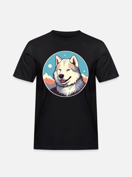 Groenlandse hond ras cartoon kawaii aquarel - Mannen Workwear T-shirt - zwart