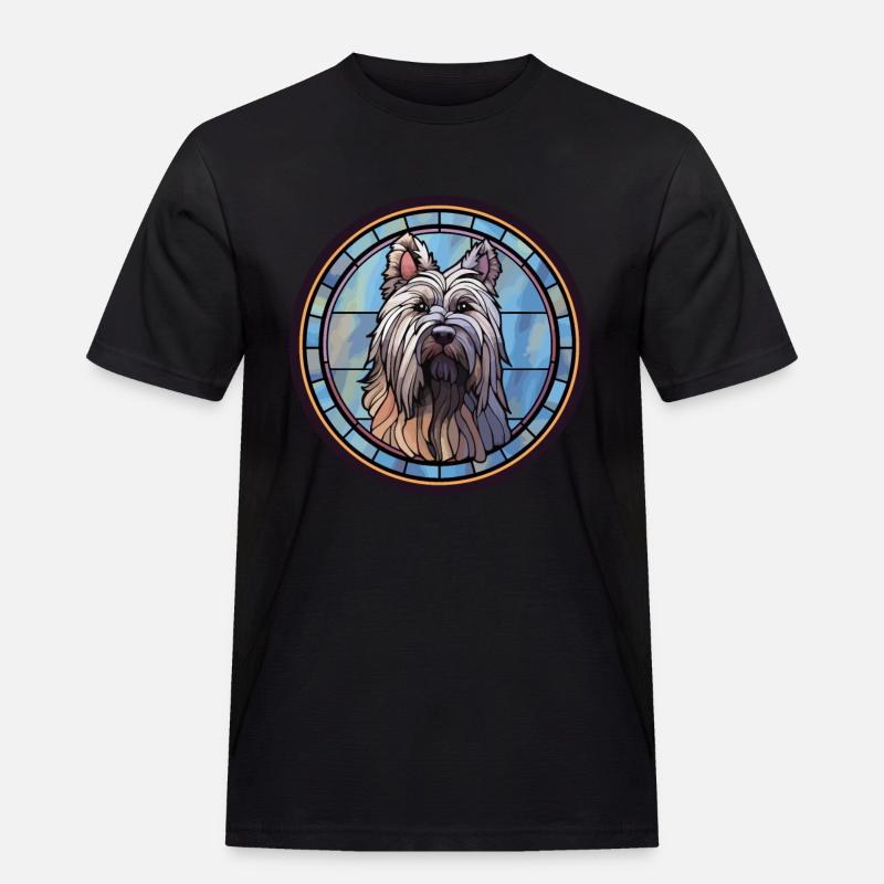 Skye Terrier Hunderasse Buntes Glas - Männer Workwear T-Shirt - Schwarz