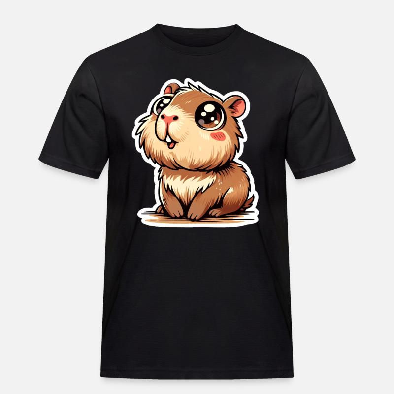 Capybara - Männer Workwear T-Shirt - Schwarz