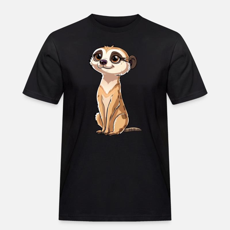 Verspielter Erdmännchen Blick - Männer Workwear T-Shirt - Schwarz