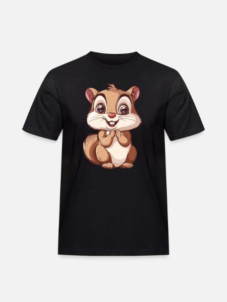 Cute Smiling Squirrel Motif - Men's Workwear T-Shirt - black