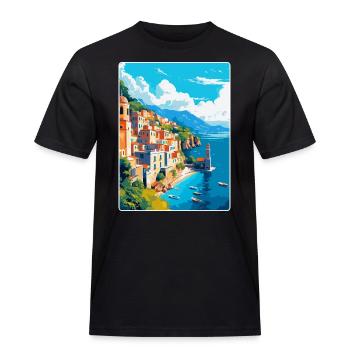 Amalfi Italien Vintage Reiseposter WPA Souvenir - Männer Workwear T-Shirt - Schwarz - Vorne - AI Model Male 178 light (178cm)