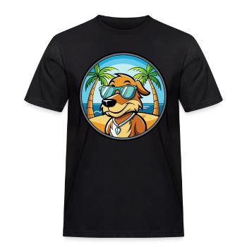 Poitevin Hound Hund Rasse Cartoon Sonnenbrille Strand - Männer Workwear T-Shirt - Schwarz - Vorne - AI Model Male 178 light (178cm)