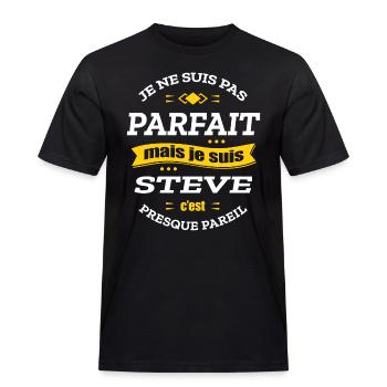STEVE PARFAIT - PRENOM STEVE - T-shirt Workwear homme - noir - Devant - AI Model Male 178 light (178cm)
