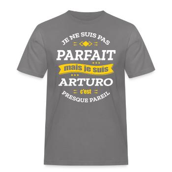 ARTURO PARFAIT - PRENOM ARTURO - T-shirt Workwear homme - gris - Devant - AI Model Male 185 dark (185cm)