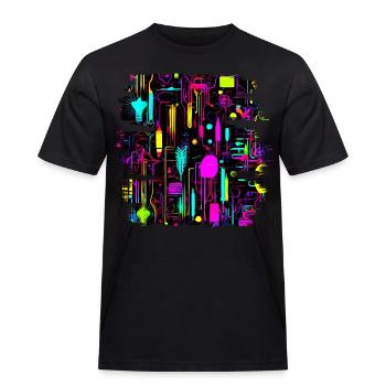 Neon Farben Bunt Kreativ Style Glow - Männer Workwear T-Shirt - Schwarz - Vorne - AI Model Male 178 light (178cm)