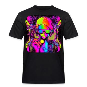 Neon Farben Bunt Kreativ Style Glow - Männer Workwear T-Shirt - Schwarz - Vorne - AI Model Male 178 light (178cm)