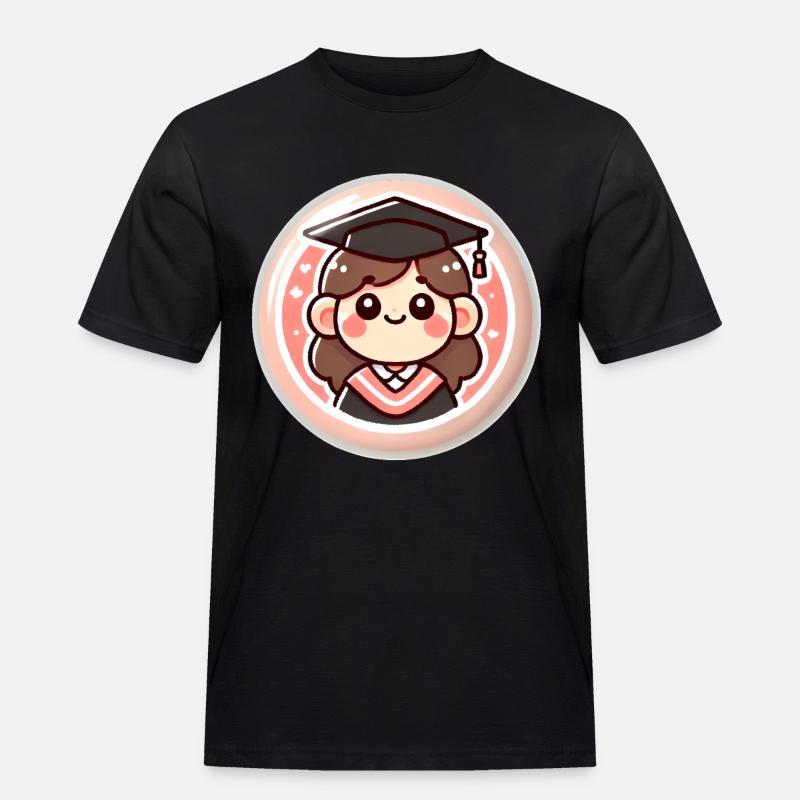 Abschluss-Cartoon-Abzeichen-Design - Männer Workwear T-Shirt - Schwarz