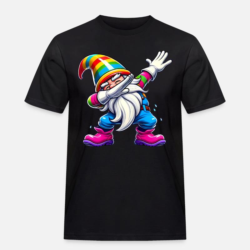 Dabbing Regenbogen Gnome Lustiges Geschenk - Männer Workwear T-Shirt - Schwarz