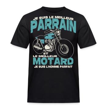 Le meilleur parrain et le meilleur motard - T-shirt Workwear homme - noir - Devant - AI Model Male 178 light (178cm)