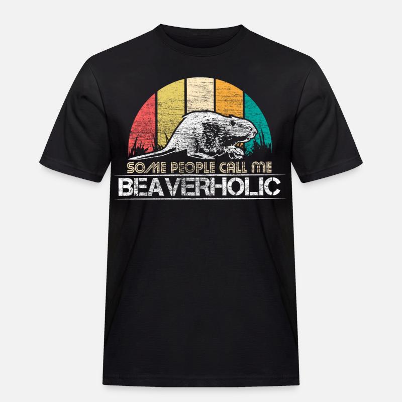 Biber Geschenkidee - Männer Workwear T-Shirt - Schwarz