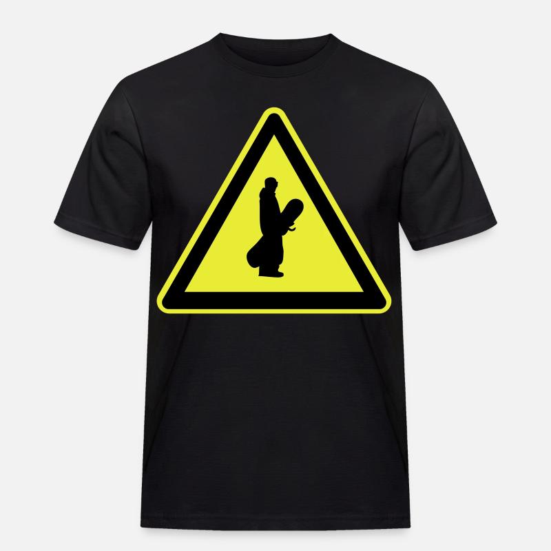 Snowboarder Schild - Männer Workwear T-Shirt - Schwarz