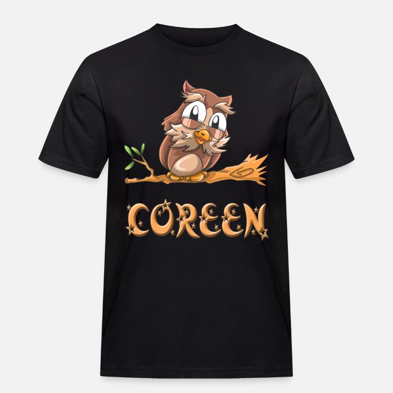 Eule Coreen - Männer Workwear T-Shirt - Schwarz