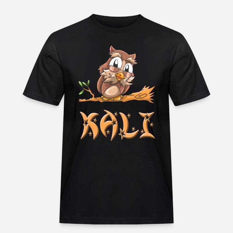 Eule Kali - Männer Workwear T-Shirt - Schwarz