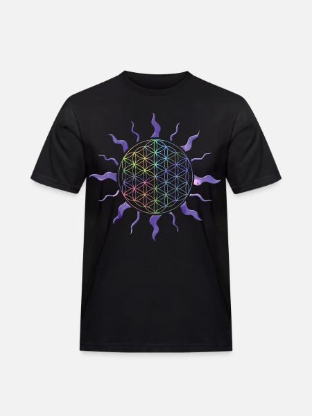 Flower of Life Sun Mandala Rainbow - Men's Workwear T-Shirt - black