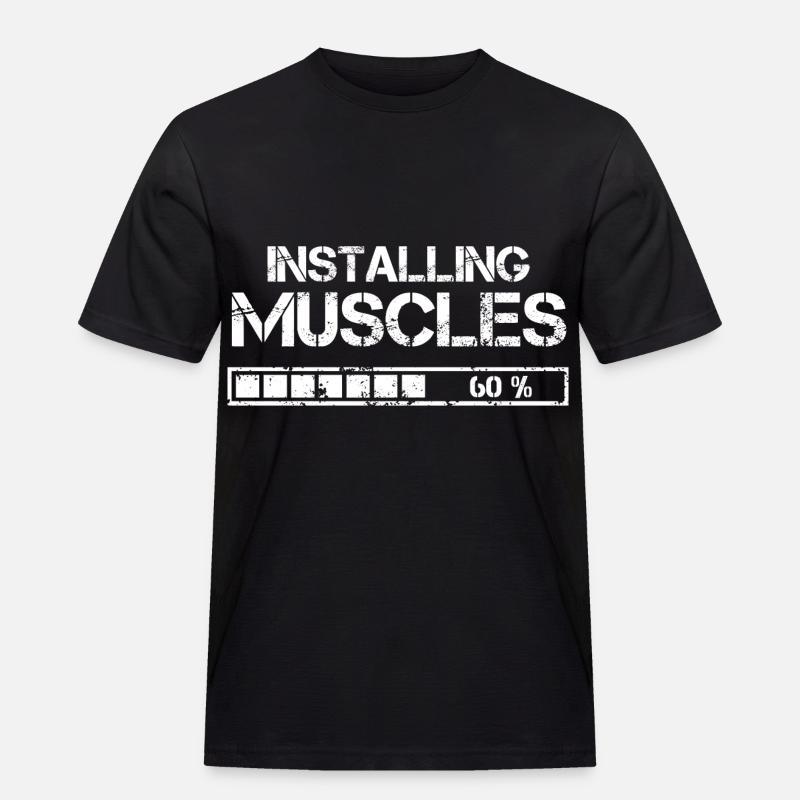 Installing Muscles - Männer Workwear T-Shirt - Schwarz