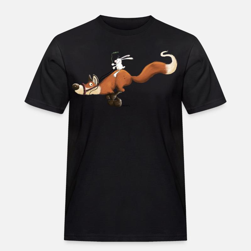 Rabbit riding a fox - Men's Workwear T-Shirt - black