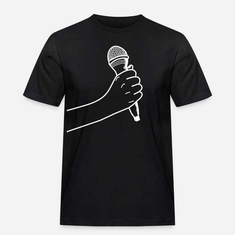 Hand mit Mikrofon - Männer Workwear T-Shirt - Schwarz