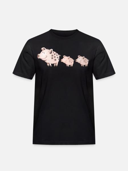 Schweine Familie - Männer Workwear T-Shirt - Schwarz