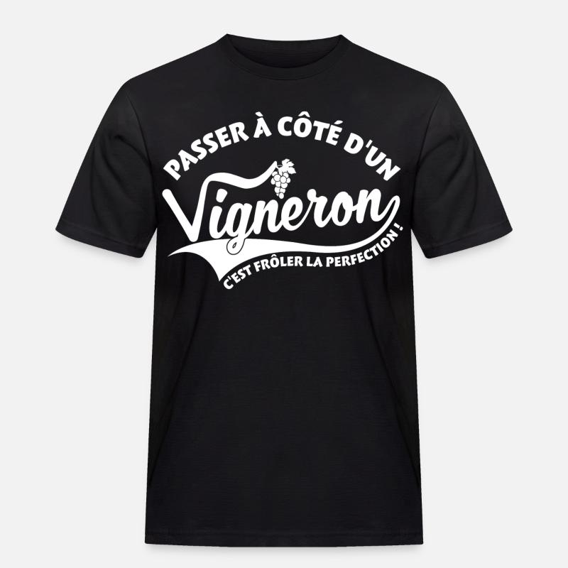 Winzer Perfektion - Männer Workwear T-Shirt - Schwarz