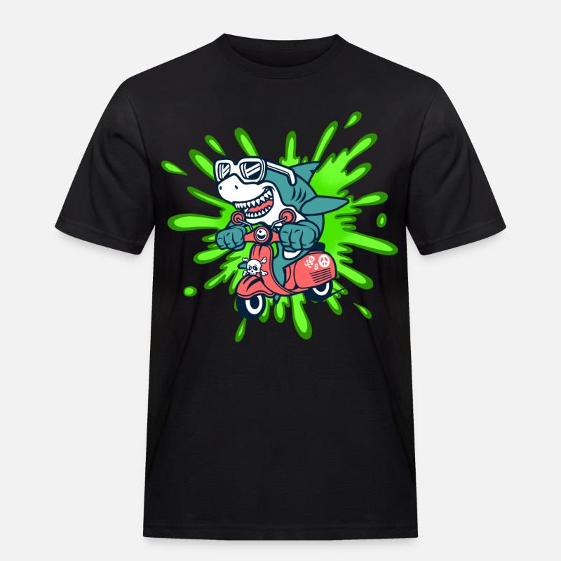 Hai lustig Mofa Moped Roller Comic - Männer Workwear T-Shirt - Schwarz