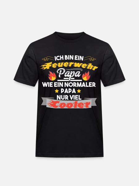 Feuerwehr Papa - Männer Workwear T-Shirt - Schwarz