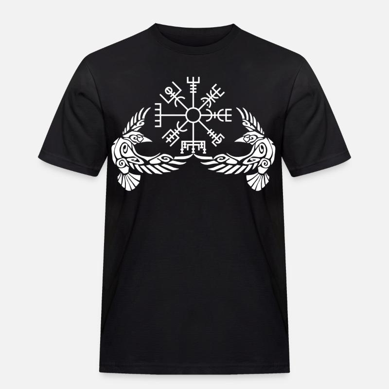 Weiße Krähen und Wikingerkompass - Männer Workwear T-Shirt - Schwarz