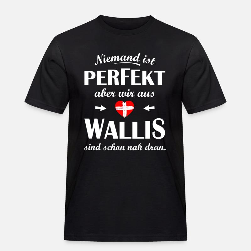 Kanton Wallis Schweiz - Männer Workwear T-Shirt - Schwarz