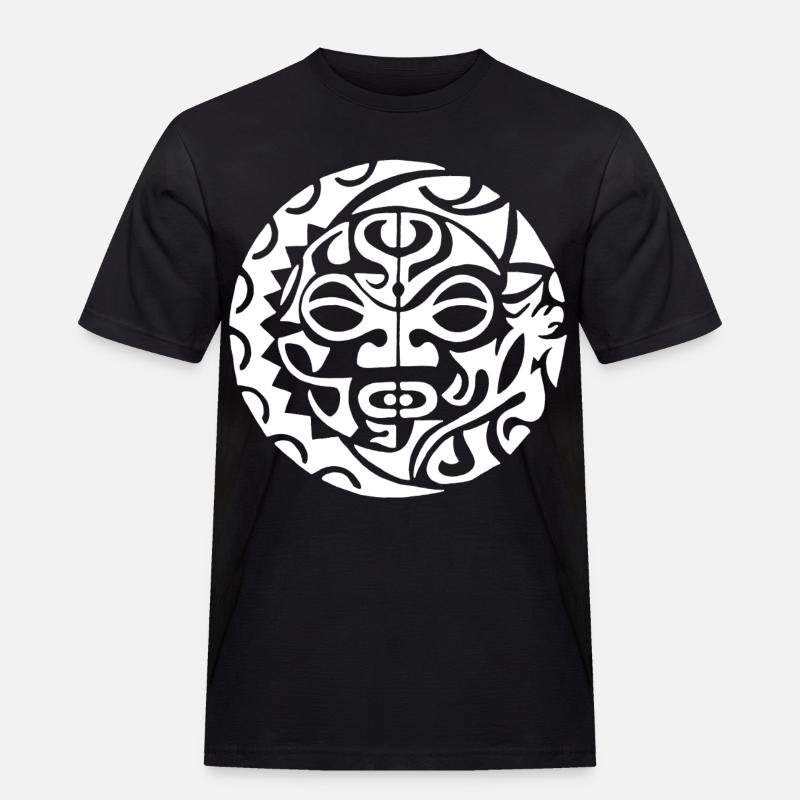 Polynesische Todeskopf weiß - Männer Workwear T-Shirt - Schwarz
