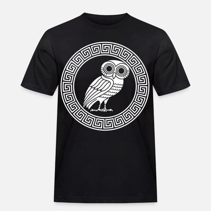 Griechisches Symbol der weißen Eule - Männer Workwear T-Shirt - Schwarz