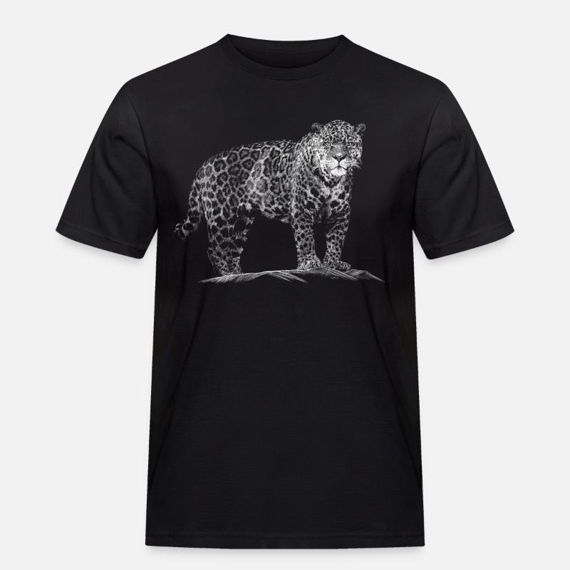 Leopard - Männer Workwear T-Shirt - Schwarz