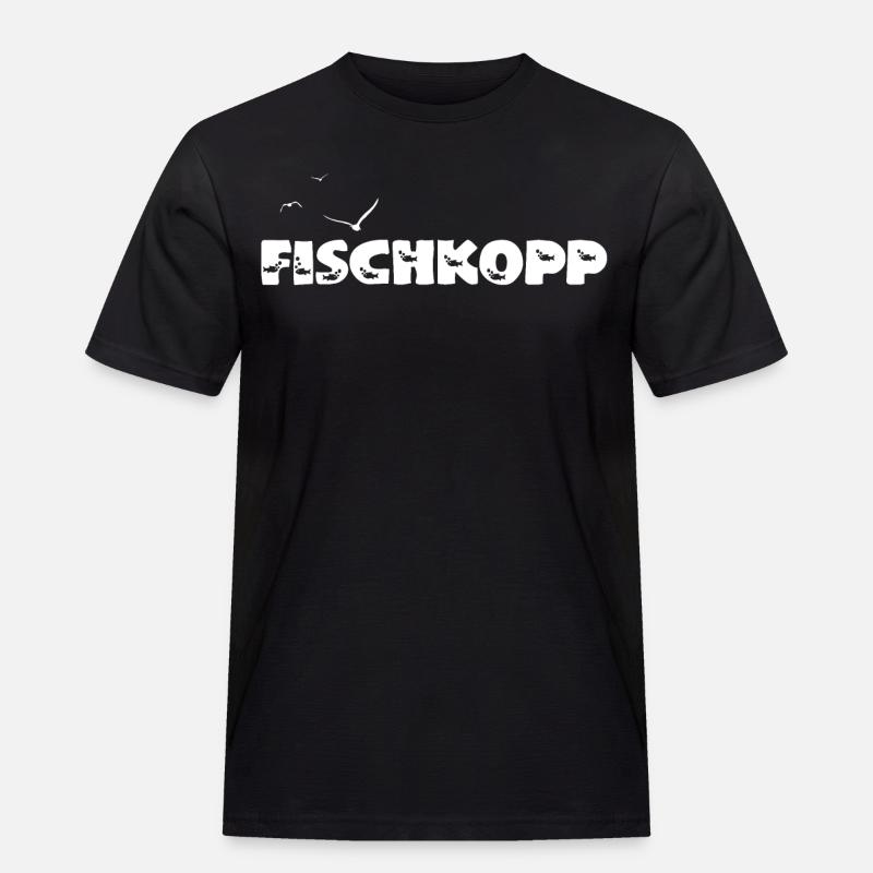 Fischkopp - Männer Workwear T-Shirt - Schwarz