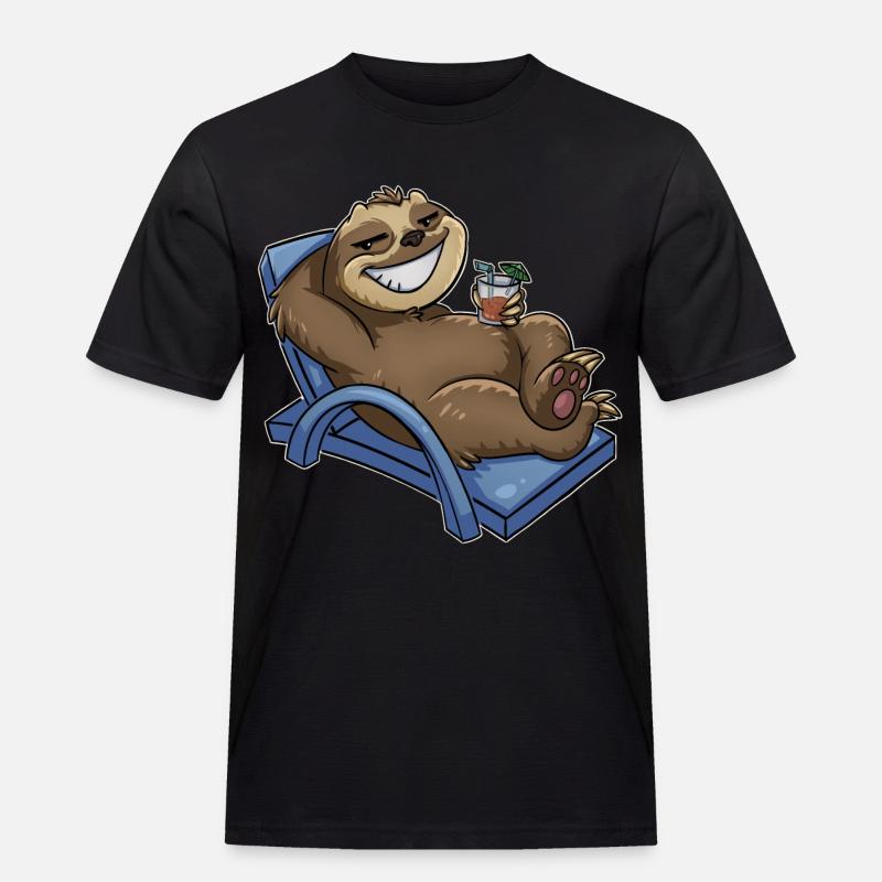 Faultier - Männer Workwear T-Shirt - Schwarz