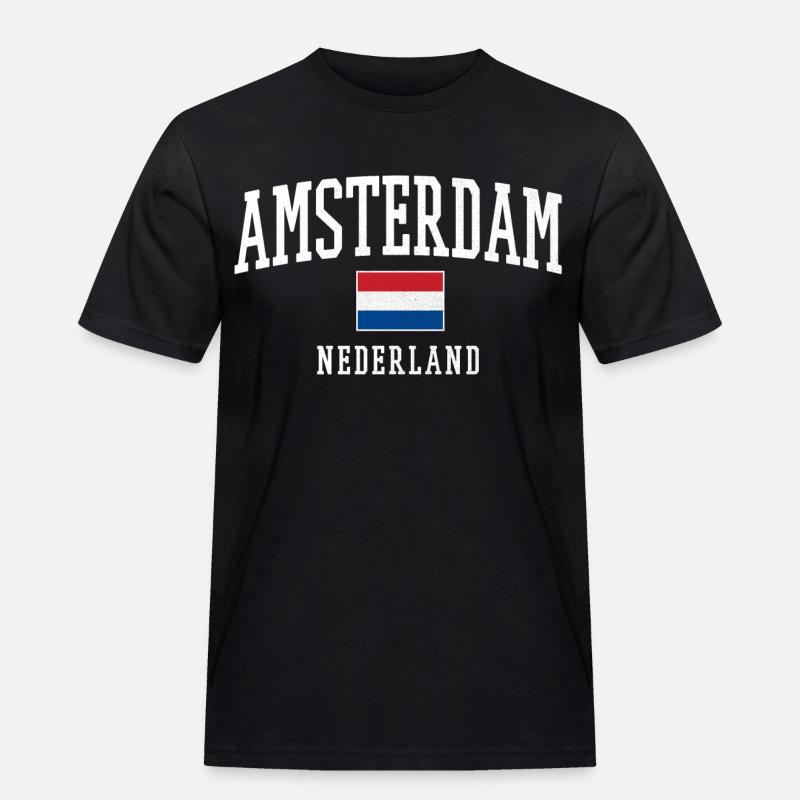 Projekt flagi Amsterdam NL - Męska koszulka robocza - czarny