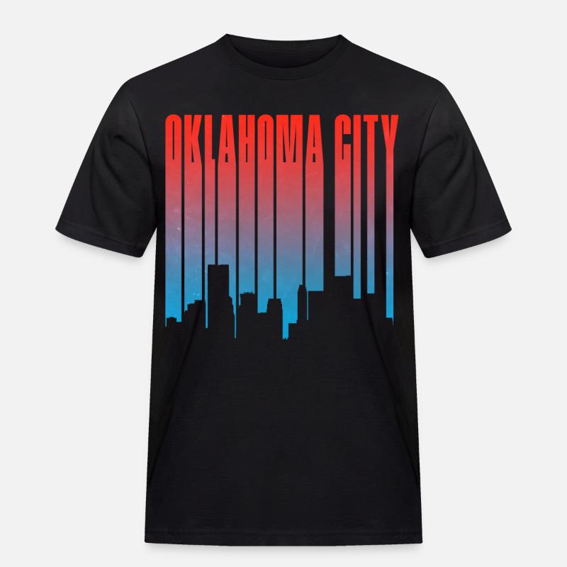 Oklahoma City Skyline Gradient - Männer Workwear T-Shirt - Schwarz