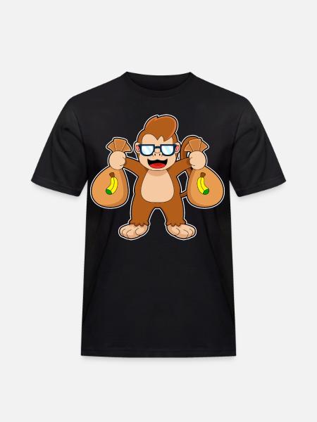Affe Bandit Geldsack - Männer Workwear T-Shirt - Schwarz