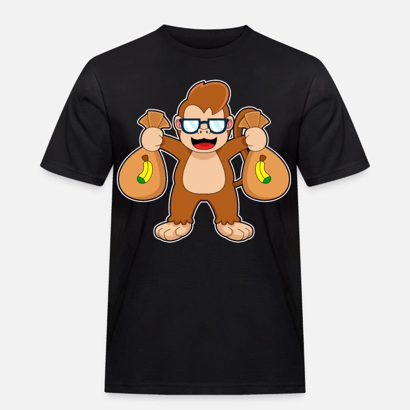Affe Bandit Geldsack - Männer Workwear T-Shirt - Schwarz