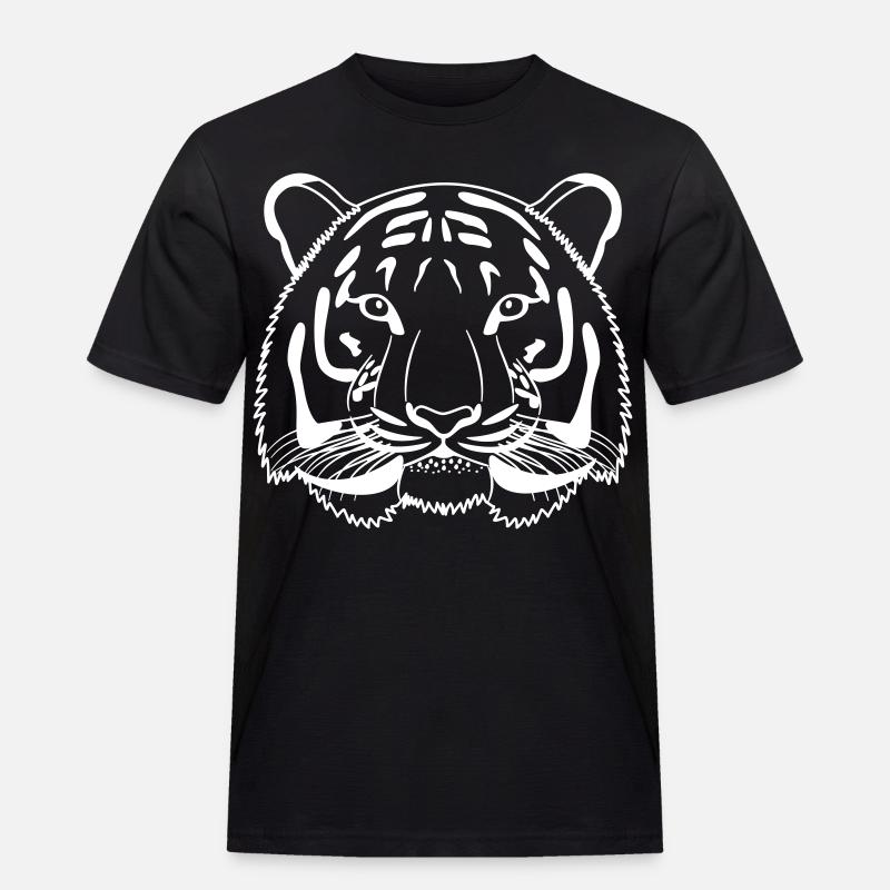 Tiger Kopf - Umriss hell - Männer Workwear T-Shirt - Schwarz