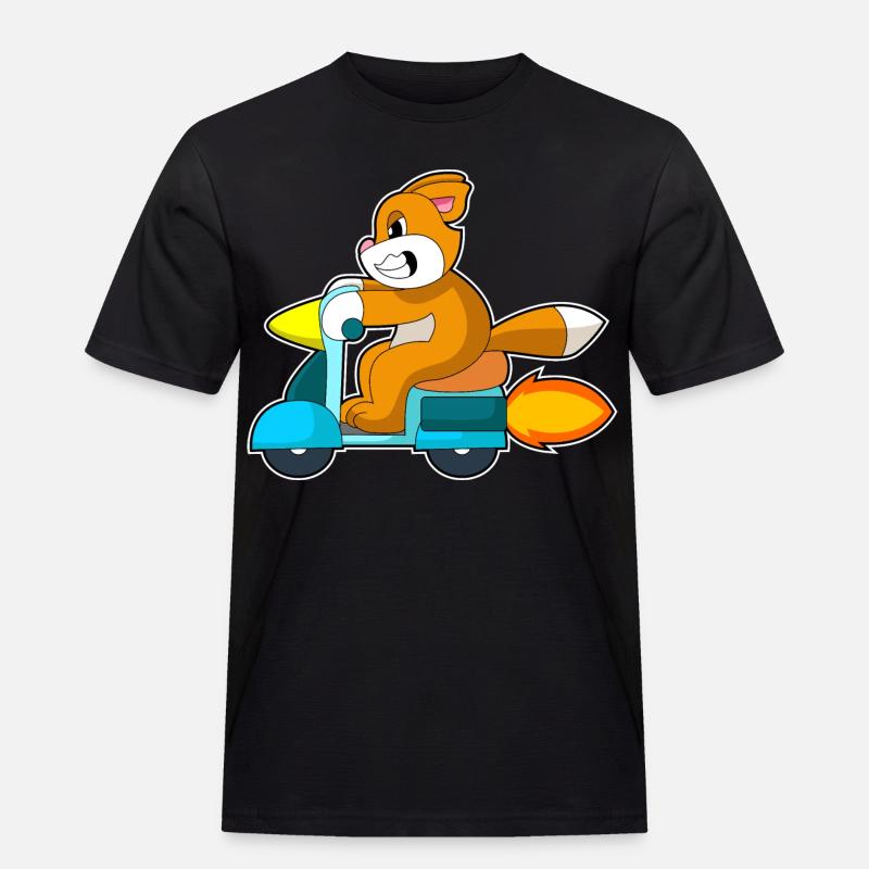 Katze Motorroller - Männer Workwear T-Shirt - Schwarz